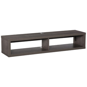 English Elm Wall Mounted Floating Media Console Shelf with Open Storage for Modern Living Spaces W2225142649