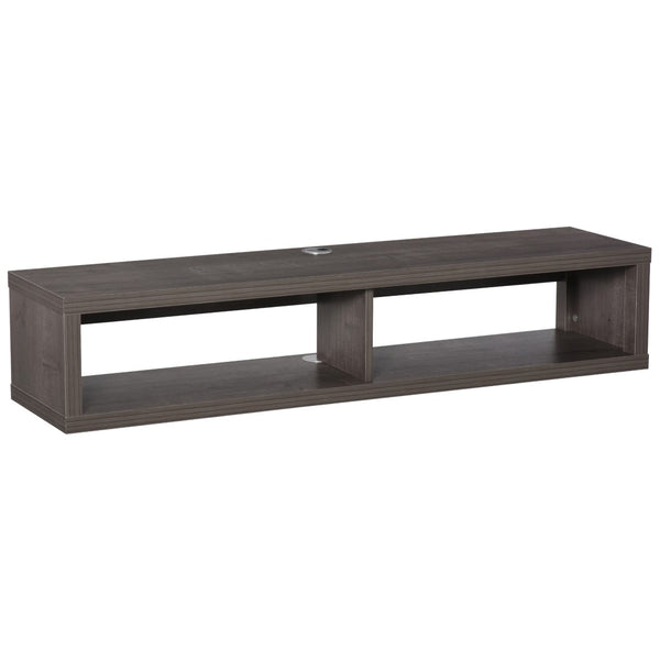 English Elm Wall Mounted Floating Media Console Shelf with Open Storage for Modern Living Spaces W2225142649