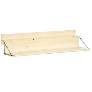 English Elm Hanging Spruce Balcony Table — Foldable Outdoor Railing Bar Desk, Weatherproof, Fits 3.9" Thick Rails W2225142492