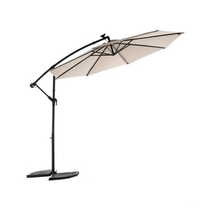 English Elm 10ft Solar Led Cantilever Offset Patio Umbrella with 40 Lights Outdoor Shade Khaki W640140284