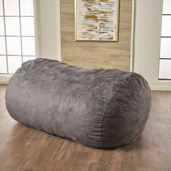 English Elm Christopher Knight Home® - Asher Charcoal Microfiber Suede 6.5ft Cylinder Bean Bag Cover – Soft, Removable, Childproof Zipper 37957.00SKIN