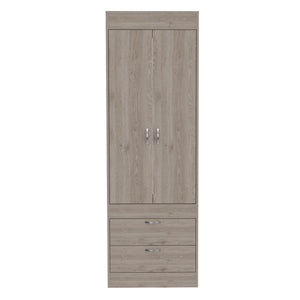 English Elm Armoire Tarento Light Gray Engineered Wood Wardrobe with Hanging Rod, Double Doors & Two Drawers — Stylish Storage B092142810