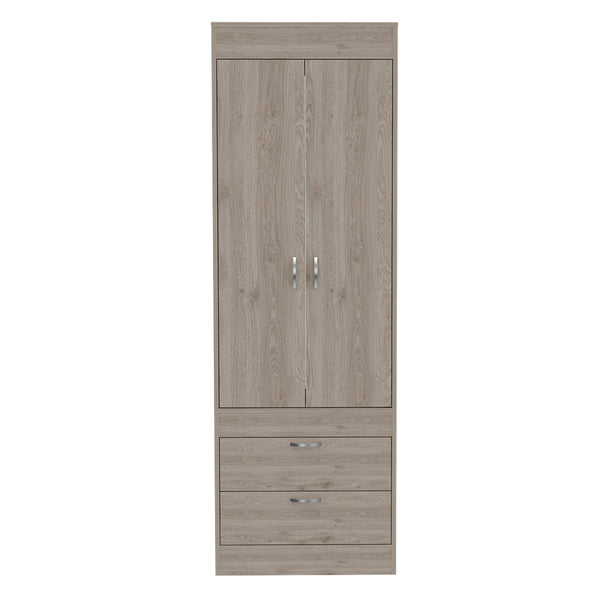 English Elm Armoire Tarento Light Gray Engineered Wood Wardrobe with Hanging Rod, Double Doors & Two Drawers — Stylish Storage B092142810