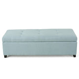 Christopher Knight Home® - Noble House - Brentwood Contemporary Tufted Fabric Storage Ottoman Bench, Light Blue