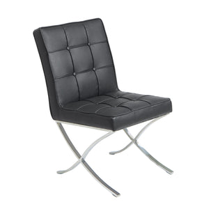 English Elm Christopher Knight Home® - PAVILION Dining Chair Set of 2 with Button-Tufted Waffle Stitching and Polished Silver X-Leg Base Black 59927.00