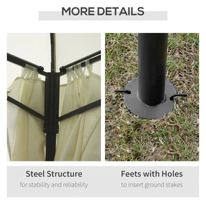 English Elm 10' 10ft Steel Frame Outdoor Gazebo with Vented Canopy Curtain Walls and Uv Shade W2225142542