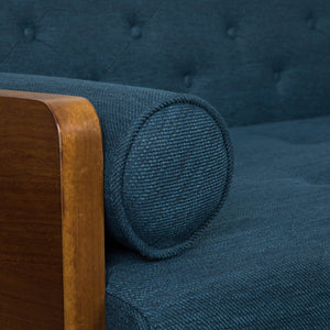 English Elm Aidan Tufted Fabric Sofa with Diamond Stitching and Gold Tipped Rubberwood Legs Navy Blue 61688.00NBLU
