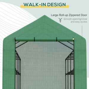 English Elm Walk-in Greenhouse with Roll-Up Zipper Door, 18 Metal Shelves, Heavy-Duty PE Cover, UV Shielding, 96"x70.75"x82.75" W2225142615