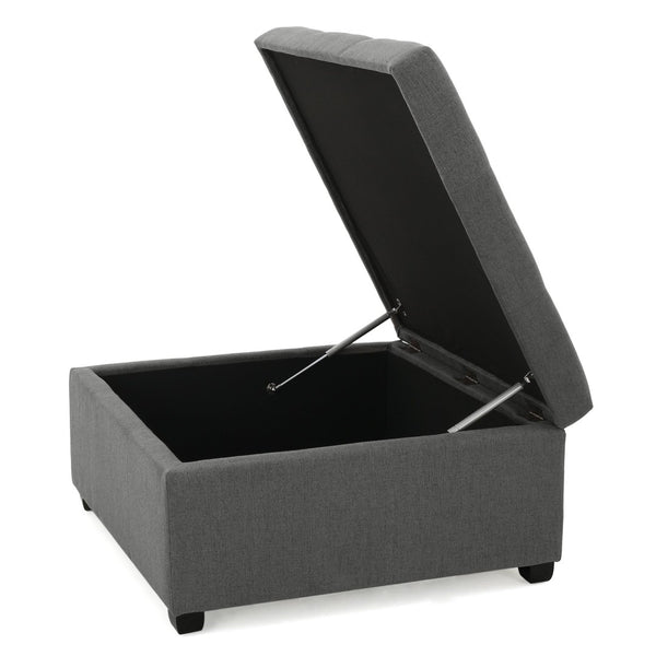 English Elm Carlsbad Tufted Waffle Lid Square Ottoman with Birch Legs for Living Room Storage 73426.00FDGY