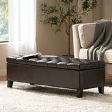 Christopher Knight Home® - Noble House - Ottilie Contemporary Button-Tufted Storage Ottoman Bench, Brown and Dark Brown