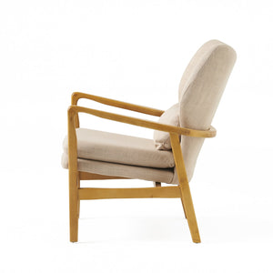 English Elm Christopher Knight Home® - Mid Mid Century Modern Fabric Club Chair with Button-Tufted Back and Accent Pillow, Tapered Birch Legs, Stylish Comfort (31.25˝W x 26.25˝D x 32.75˝H) Beige 59135.00