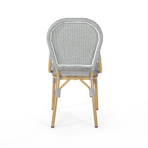 English Elm Outdoor Pe Rattan Bistro Chair Set of 2 with Powder-coated Aluminum Frame Patio 71420.00LBRN