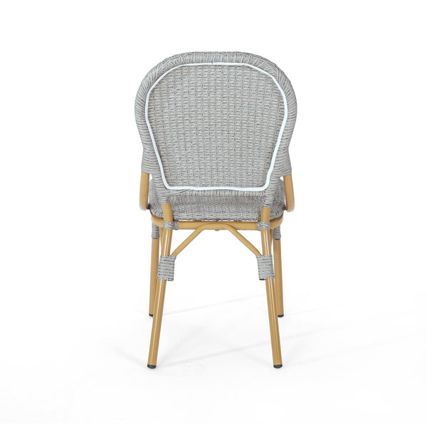 English Elm Outdoor Pe Rattan Bistro Chair Set of 2 with Powder-coated Aluminum Frame Patio 71420.00LBRN