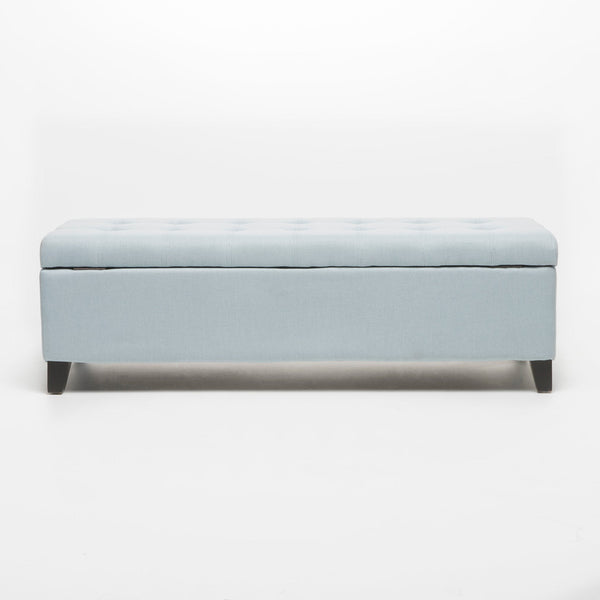 English Elm Christopher Knight Home® - Upholstered Storage Ottoman Bench with Flip-Top Compartment for Extra Seating, Footrest, Durable Elegance Light Blue 68087.00LSKY