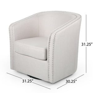 English Elm Christopher Knight Home® - SWIVEL Club Chair in Linen with Double Nailhead Trim, Cozy Tub Design, Iron Legs, No Assembly Required Wheat 68404.00WHEAT