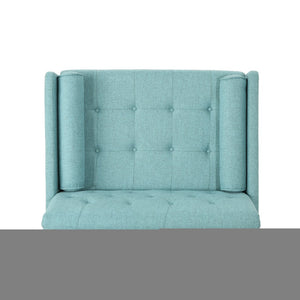 English Elm Club Chair Tufted Accent Seat with Bolster Pillows and Gold Splayed Legs for Living Room 63050.00BLU