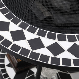 English Elm 30" 3-in-1 Outdoor Fire Pit Dining Table with Ceramic Top, Ice Bucket, Storage Shelf & Spark Screen W2225142618