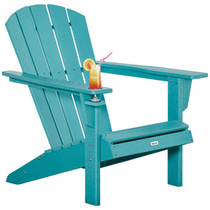 English Elm HDPE All-Weather Adirondack Chair with Cup Holder, Durable Waterproof Outdoor Lounge Seat, 330lb Cap W2225142497