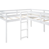 Hearth and Haven Oracle L-Shaped Twin Size Loft Bed with Ladder and Slide, White GX000242AAK-1