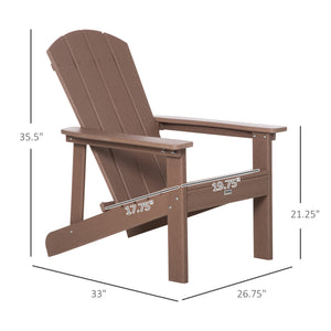 English Elm Adirondack Faux Wood HDPE Patio Chair with Waterfall Seat, Wide Arms, Weather-Resistant Brown, 330 lbs W2225142496