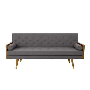 English Elm Aidan Tufted Fabric Sofa with Diamond Stitching and Gold Tipped Rubberwood Legs Grey 61688.00GRY