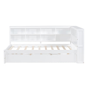 English Elm Wooden Twin Daybed with Storage Drawers Usb Charging Shelf and Pine Frame N733S347509K