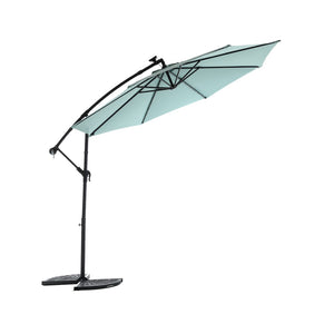 English Elm 10ft Solar Led Cantilever Offset Patio Umbrella with 40 Lights Outdoor Shade Light Green W640140293