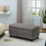 Christopher Knight Home® - Noble House - Caren Contemporary Microfiber Storage Ottoman with Nailhead Trim