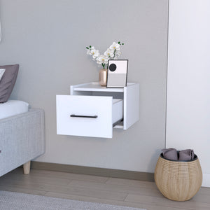 English Elm Floating Nightstand Calion Wall-Mounted White Drawer Nightstand Space-Saving Engineered Wood 17x16x5 B092142858
