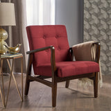 Christopher Knight Home® - Noble House - - Deep Red Fabric Mid Century Modern Club Chair