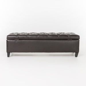 English Elm Christopher Knight Home® - Ottoman Bench with Storage, Button-Tufted PU Upholstery, Diamond Stitching, Rubber Wood Legs, 300 lb Capacity 59337.00PU