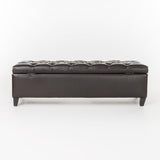 Christopher Knight Home® - Noble House - Ottilie Contemporary Button-Tufted Storage Ottoman Bench, Brown and Dark Brown