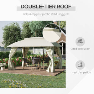 English Elm 10' 10ft Steel Frame Outdoor Gazebo with Vented Canopy Curtain Walls and Uv Shade W2225142542