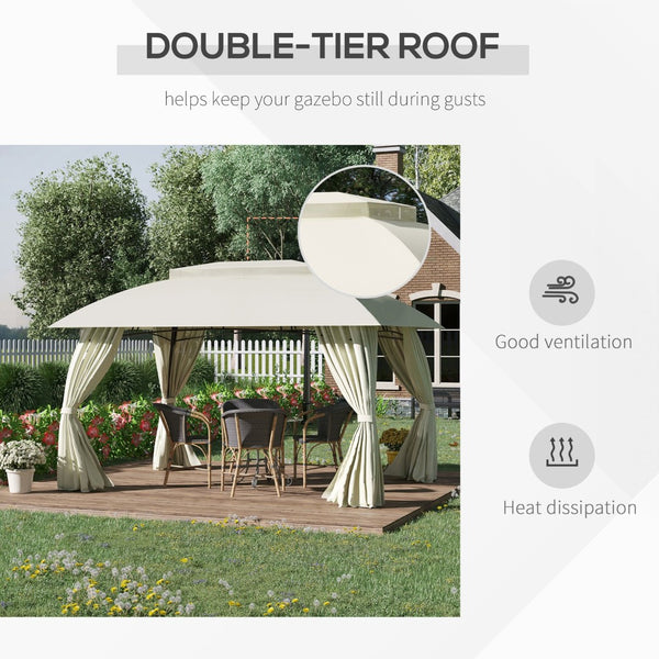 English Elm 10' 10ft Steel Frame Outdoor Gazebo with Vented Canopy Curtain Walls and Uv Shade W2225142542