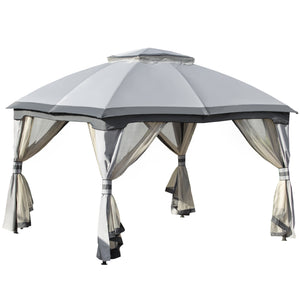 English Elm 10' Outdoor Gazebo 10x12 Patio Canopy Shelter with Double Vented Roof, Zippered Mesh Walls, Steel Frame W2225142547