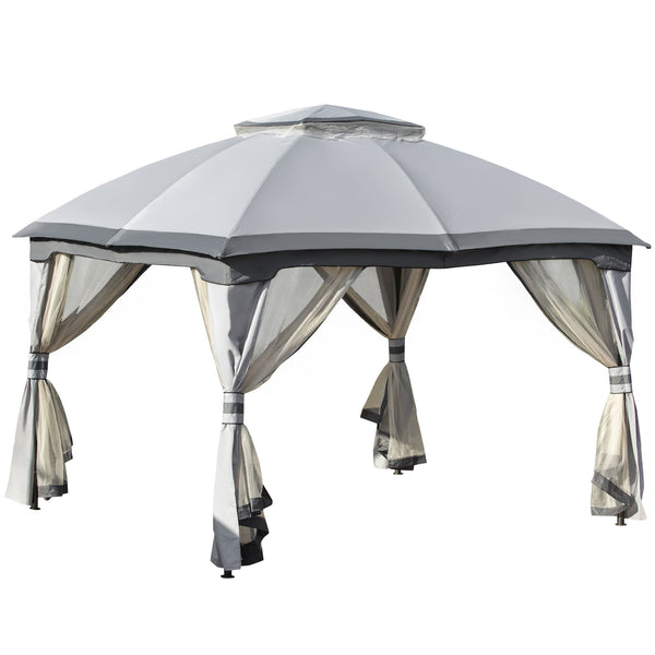 English Elm 10' Outdoor Gazebo 10x12 Patio Canopy Shelter with Double Vented Roof, Zippered Mesh Walls, Steel Frame W2225142547