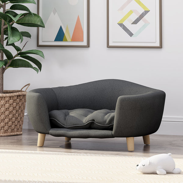 English Elm Christopher Knight Home® - DOG Plush Small Dog Bed 30.25"x21.75" Modern Solid Dark Gray Polyester Cozy Spot-Treat Fabric Comfort Pillows Included N779P179977G