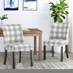 Christopher Knight Home® - Noble House - Harman Contemporary Upholstered Plaid Dining Chairs - Set of 2