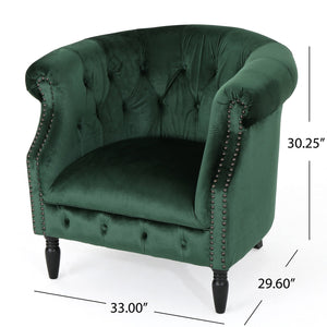 English Elm Christopher Knight Home® - CLUB Velvet Accent Chair with Kiln-Dried Legs — Plush Mid-Century Design, Compact Luxurious Seating Emerald 33 L x 30 W x 25 H 59259.00NVLT