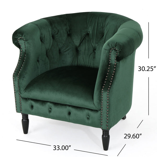 English Elm Christopher Knight Home® - CLUB Velvet Accent Chair with Kiln-Dried Legs — Plush Mid-Century Design, Compact Luxurious Seating Emerald 33 L x 30 W x 25 H 59259.00NVLT