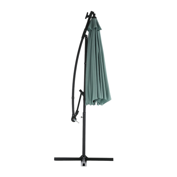 English Elm 10ft Solar Led Cantilever Offset Patio Umbrella with 40 Lights Outdoor Shade Light Green W640140293