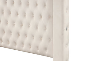 English Elm Luxurious Luxurious Four-Poster Full Bed In Soft Cream - Elegant Design, Tufted Headboard, No Box Spring Needed! B009S01194