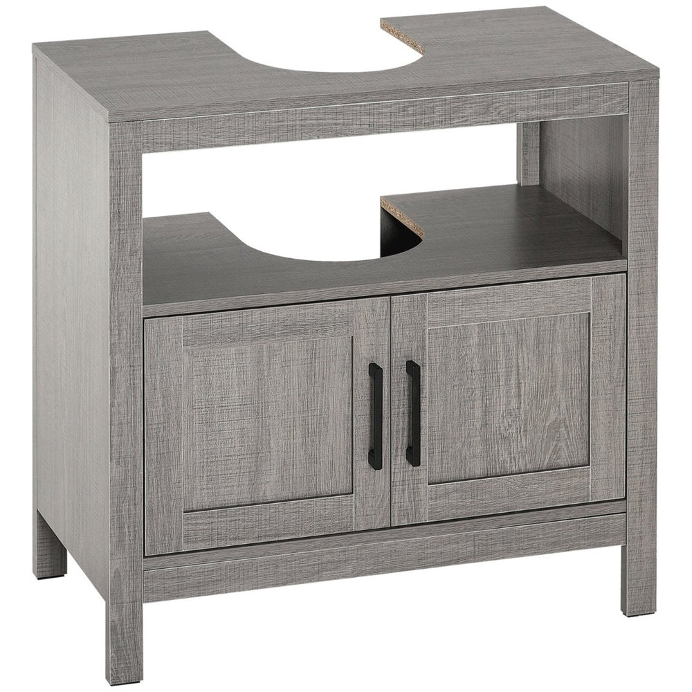 English Elm Kleankin Pedestal Sink Base Cabinet with Adjustable Shelf and Double Door Storage W2225142650