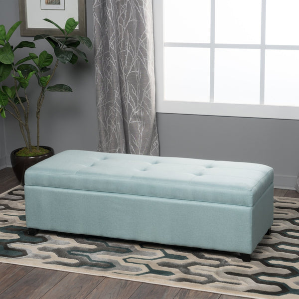English Elm Christopher Knight Home® - 50 inch Wide Light Blue Tufted Storage Ottoman Bench with Soft-Close Hinges, Cushioned Seating & Spacious Interior - Durable, Stylish Entryway Solution for Living Room, Bedroom, Office 69073.00FLBLU