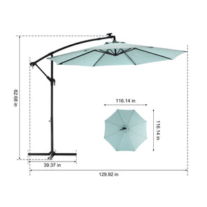 English Elm 10ft Solar Led Cantilever Offset Patio Umbrella with 40 Lights Outdoor Shade Khaki W640140284
