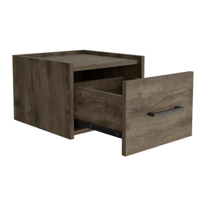 English Elm Floating Nightstand Calion Wall-Mounted Dark Brown with Drawer, Space-Saving Modern Bedroom Storage B092142806