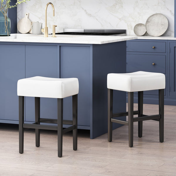English Elm Zuma Backless Bonded Leather Counter Stools Set of Two for Kitchen Islands 74492.00IVR