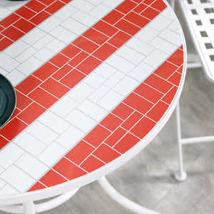 English Elm 3 Piece Patio Bistro Set Patriotic Folding Outdoor Furniture with USA Mosaic Table, Durable Metal Frames W2225142611