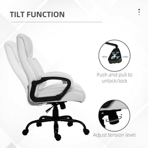 English Elm Big Big and Tall 400lbs Executive Office Chair White — Wide Seat, High-Back PU, Ergonomic, Swivel, Adjustable W2225142671