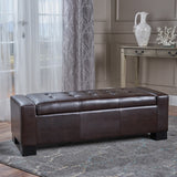 Christopher Knight Home® - Noble House - Guernsey Contemporary Tufted Bonded Leather Storage Ottoman Bench